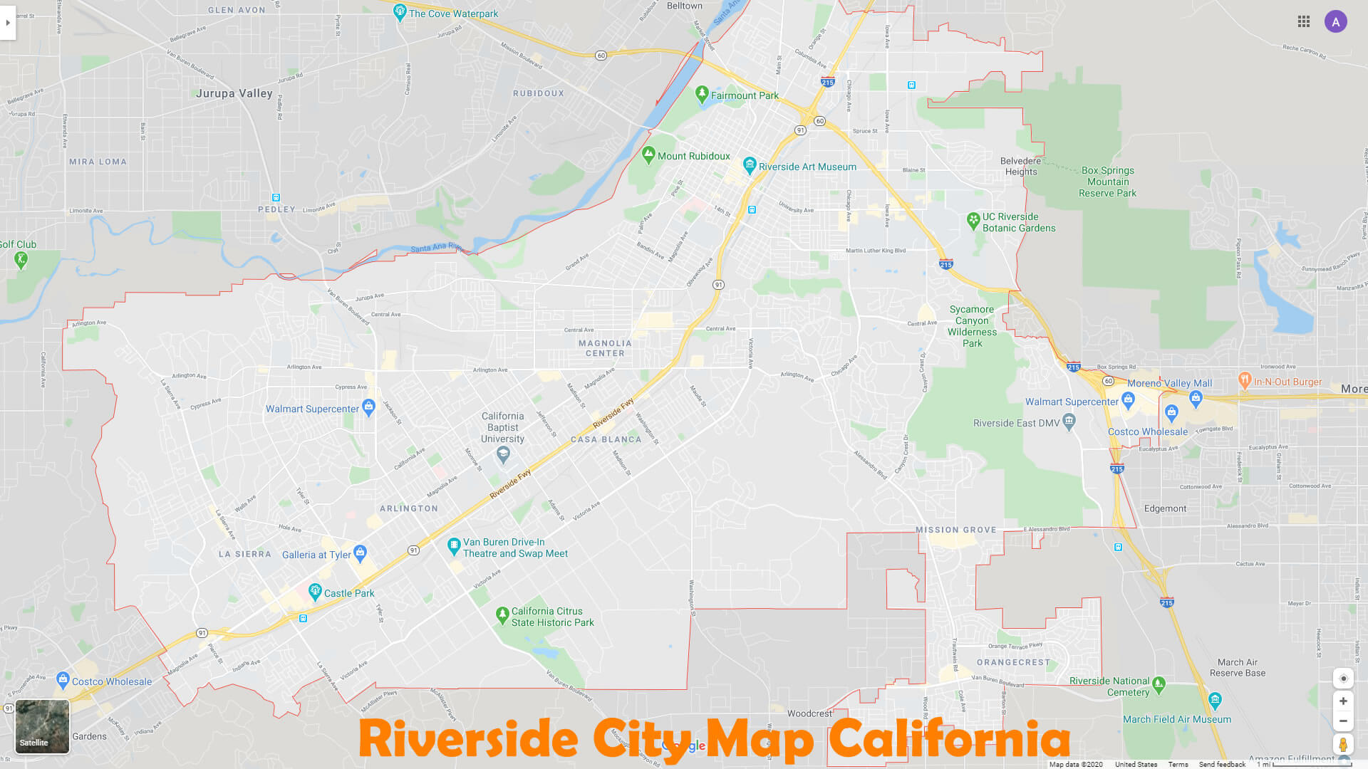 riviereside Ville Carte californie